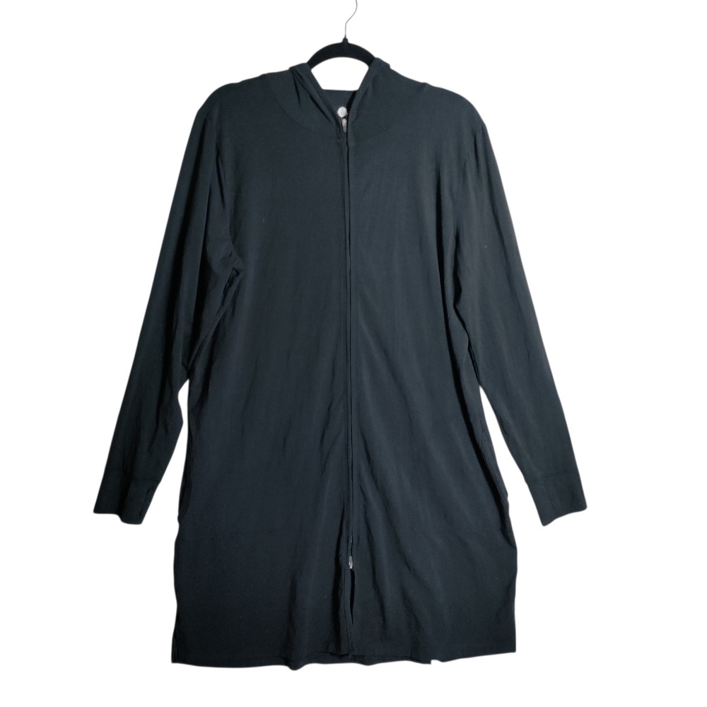Solbari‎ Black UPF 50+ Bamboo Cotton Full Zip Sun Hoodie Jacket Women Large